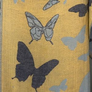 Butterfly Patterned Tapestry Privacy Curtain Blanket Towel Blues + Yellows NEW!